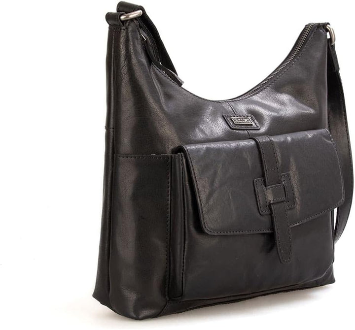 Spikes &amp; Sparrow Umhängetasche Leder 26 cm Einheitsgrösse Schwarz, Einheitsgrösse Schwarz