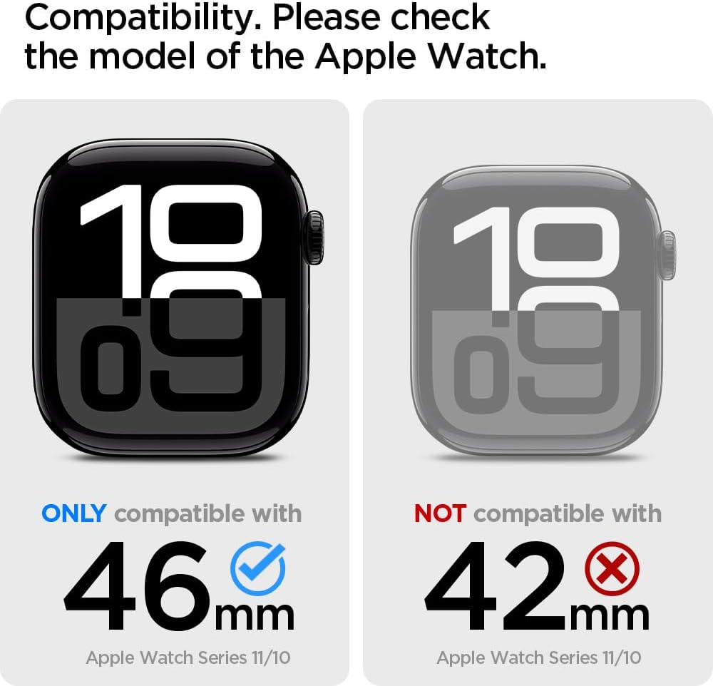 Spigen Rugged Armor Pro Hülle mit Armband Kompatibel mit Apple Watch 11/10 46mm (2025/2024) Matte Bl
