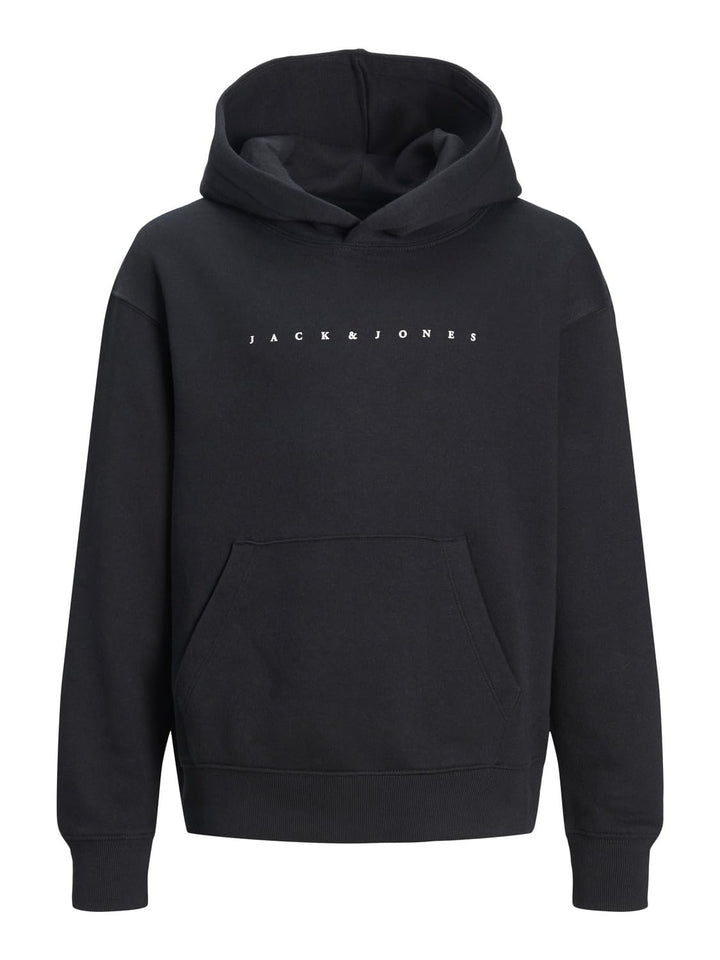 JACK &amp; JONES Jungen Jjestar Jj Sweat Hood Noos Jnr Kapuzenpullover, Black/Fit:loose