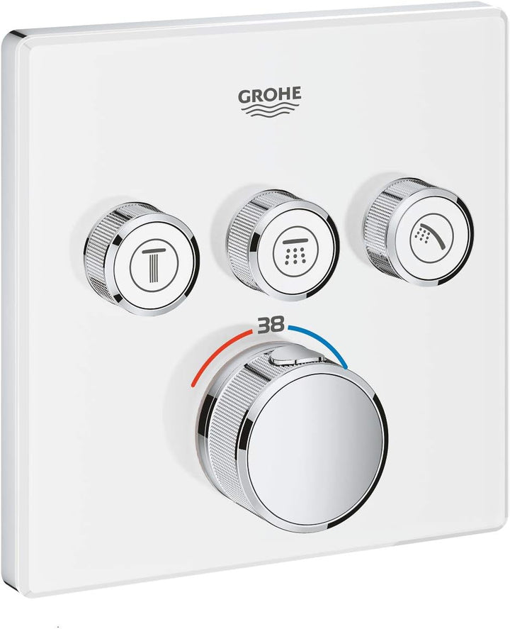 GROHE Grohtherm SmartControl | Brause- & Duschsystem - Thermostat mit 3 Absperrventilen | moon white