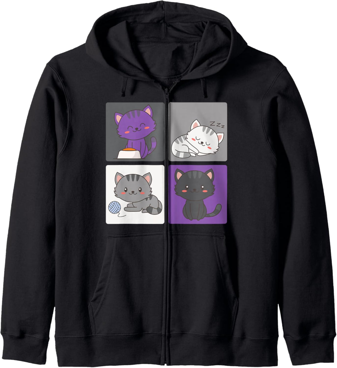 Ace Flagge Niedliches LGTBQ Katze Geschenk Pop Art Asexuell Kapuzenjacke