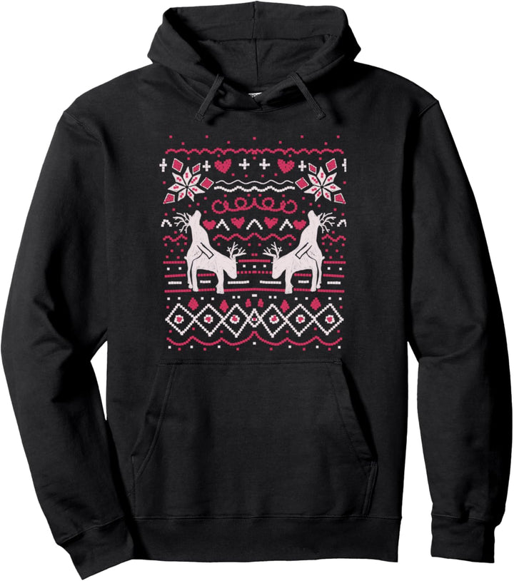 Rentiere Machen Liebe Lustiger Ugly Sweater Xmas Weihnachts Pullover Hoodie