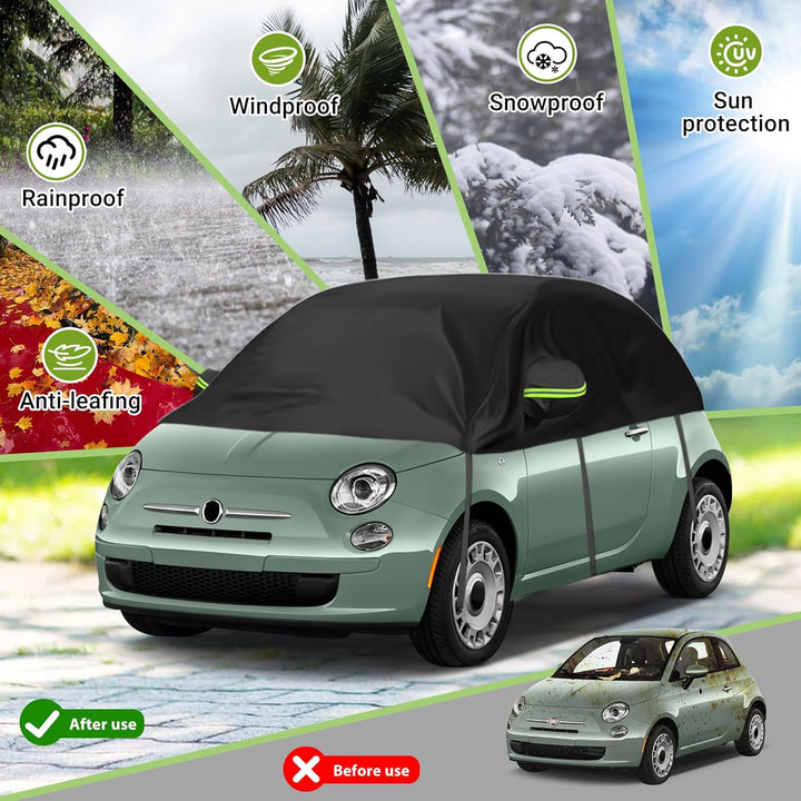 Autoabdeckung Schrägheck Universalmodell 300 * 150 * 49cm, Halbgarage Wasserdicht Ersatz für FIAT 50