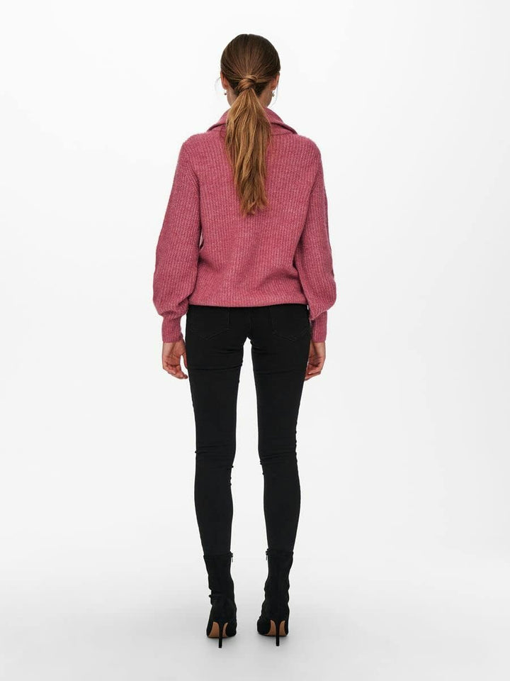 ONLY Damen Onlkarinna L/S Zip Ex KNT Pullover XS Mauvewood/Detail:w. Melange, XS Mauvewood/Detail:w.