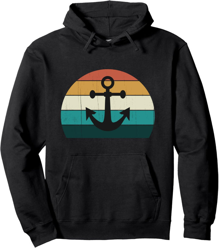 Retro Anker Sonnenuntergang Meer Familienkreuzfahrt Pullover Hoodie