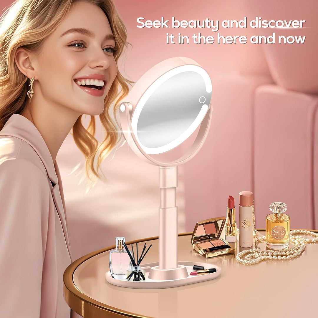 B Beauty Planet Beleuchteter Makeup Spiegel 30X Vergrösserungsspiegel mit 3 Farblicht, dimmbare LED