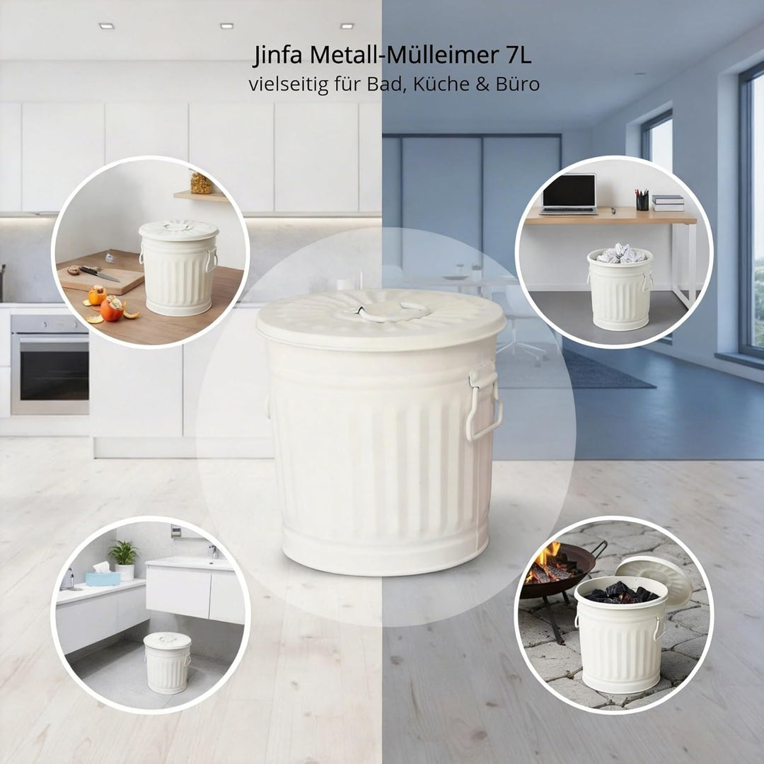 kleiner Mülleimer Küche Metalleimer mit Deckel Blech Eimer Biomüll Bad Abfalleimer Tischmülleimer -