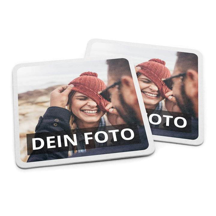 Bierdeckel mit Foto personalisiert - Eckig, Pappe, 500er Set Karton 500er Set, Karton 500er Set