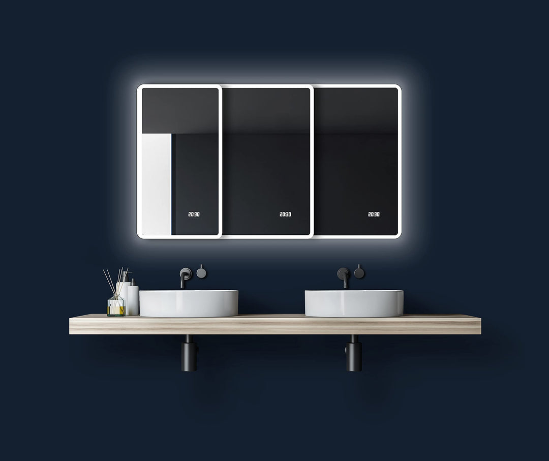 Talos Sun Badspiegel mit Beleuchtung – LED Badezimmerspiegel 45x70 cm – Wandspiegel mit LED Lichtumr