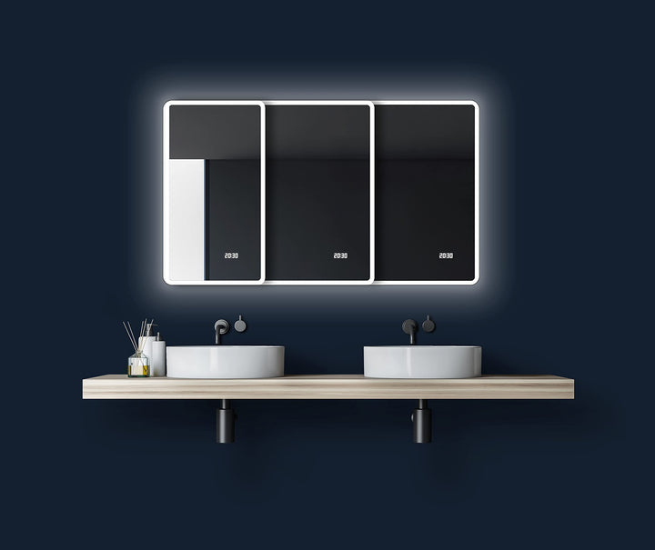 Talos Sun Badspiegel mit Beleuchtung – LED Badezimmerspiegel 45x70 cm – Wandspiegel mit LED Lichtumr