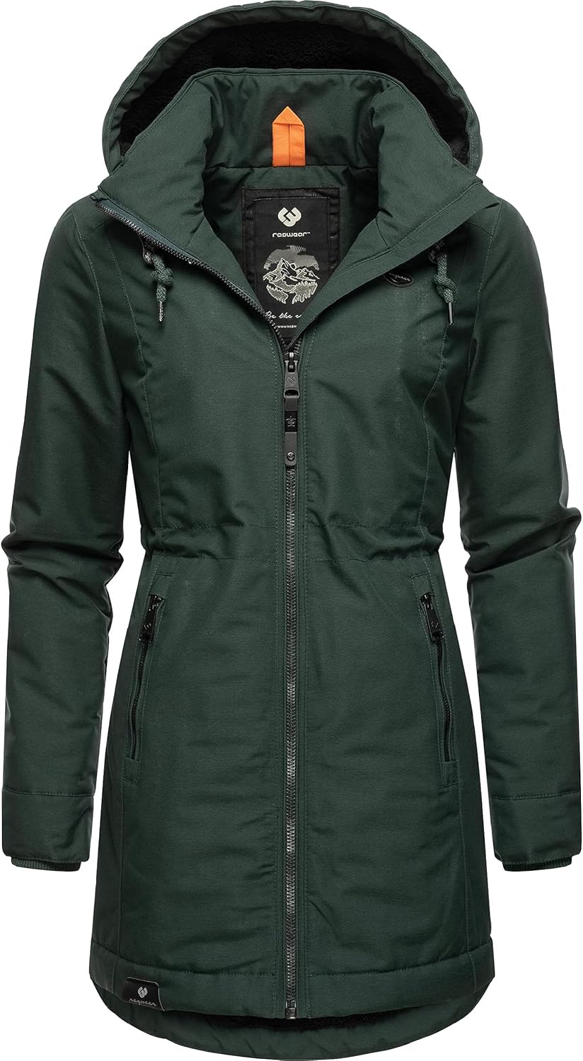 Ragwear Damen Wintermantel Warmer Parka lang wasserdicht mit Abnehmbarer Kapuze Dakkota XS-6XL L Dar