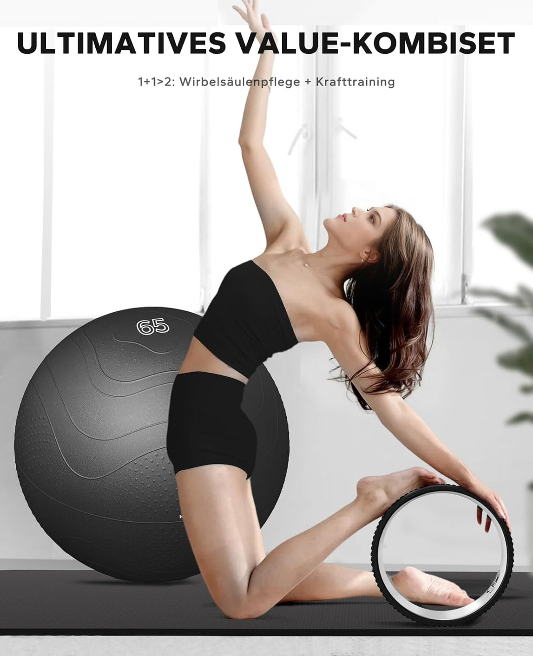 HAPBEAR Yoga Rad Set – 30 cm PP Kern für Wirbelsäulen-Alignment, Rückenschmerzen lindern & Core-Stär