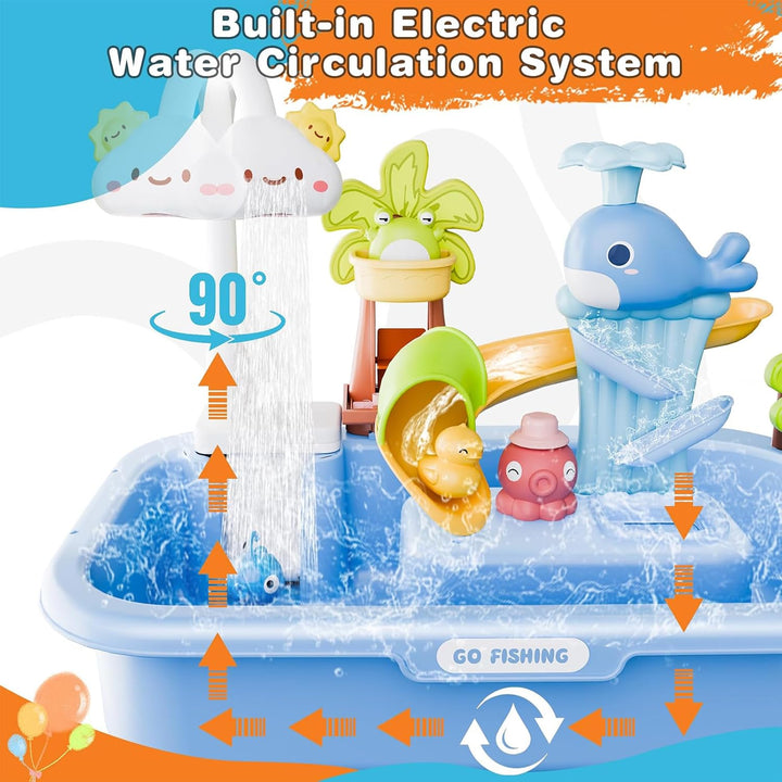 Generisch Wassertisch für Kinder | Angelspiel-Set,4-in-1 Waschbecken mit fliessendem Wasser und Pump