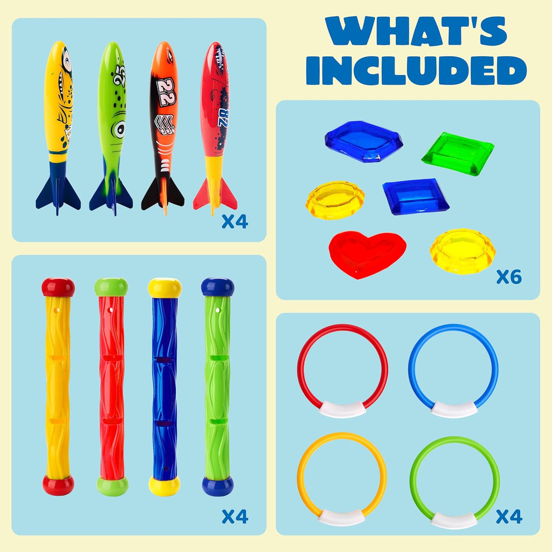JOYIN 18 Stücke Tauchspielzeug Unterwasser Tauchen Diving Set, Tauchen Spielzeug für Kinder, Schwimm