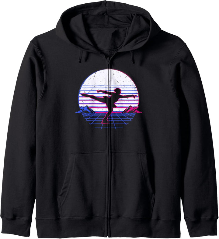 Eiskunstlauf Schlittschuh Retro Vintage Sunset Geschenk Kapuzenjacke