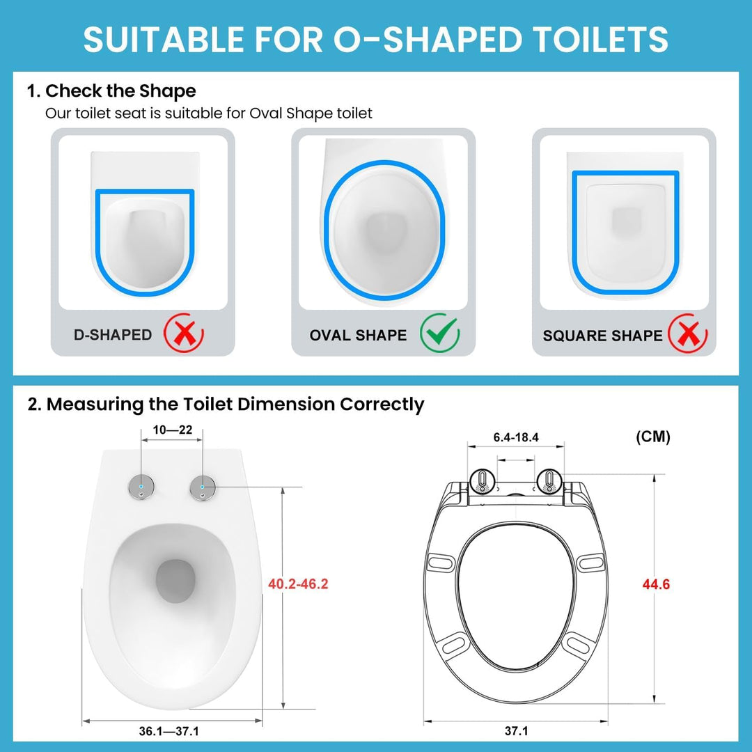 Toilettendeckel mit Absenkautomatik Oval, WC-Sitz O-Form, Klobrille, Klodeckel mit Schnellverschluss