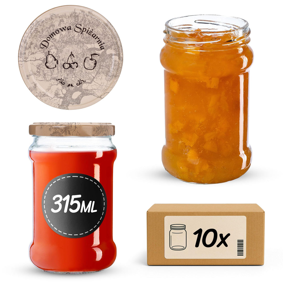 KADAX 10er Set Einmachgläser 315ml TO66 Beige, Marmeladengläser Vorratsgläser Mason Jar mit Schraubd