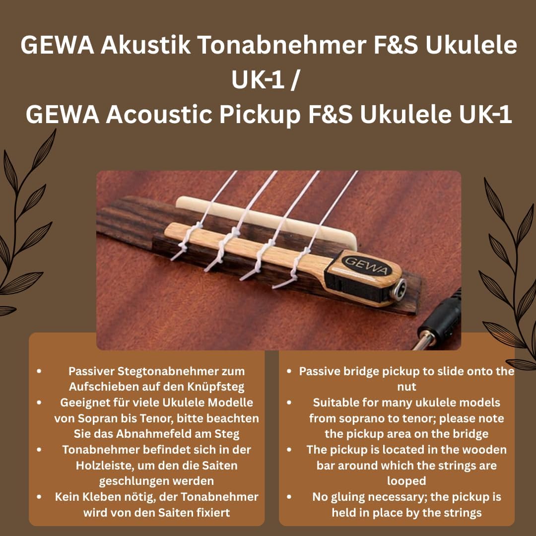 Fire & Stone 942028 Akustiktonabnehmer UK-1 Ukulele, UK-1
