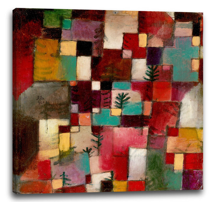 Printed Paintings Leinwand (70x70cm): Paul Klee - Rotgrüne und Violett-gelbe Rythmen (1920) 70x70 cm