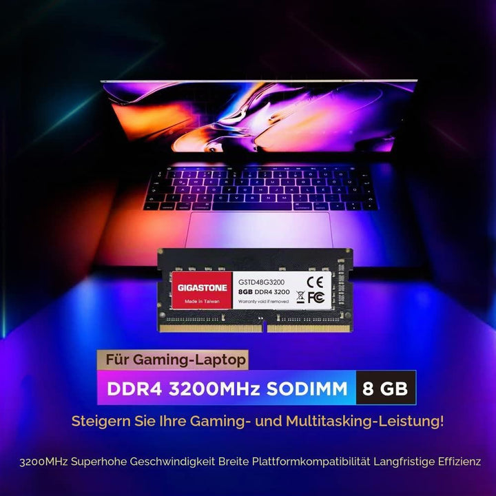 [DDR4 RAM] Gigastone Laptop RAM 8GB DDR4 Ram 8GB DDR4-3200MHz PC4-25600 CL22 1.2V SODIMM 260 Pin/Pol