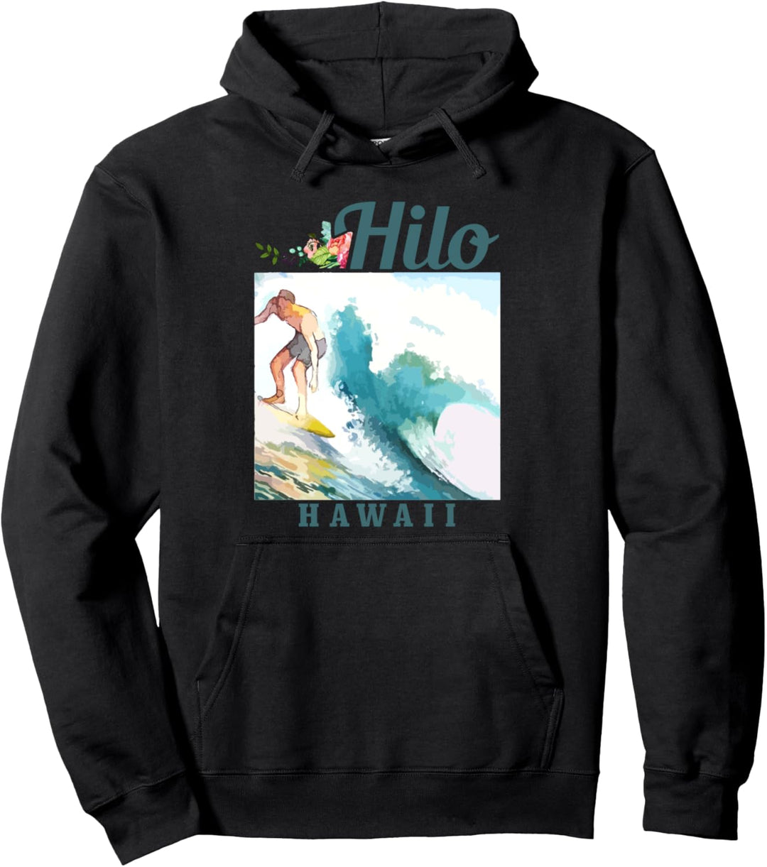 Hilo Hawaii Surfing Vintage Surfer Pullover Hoodie