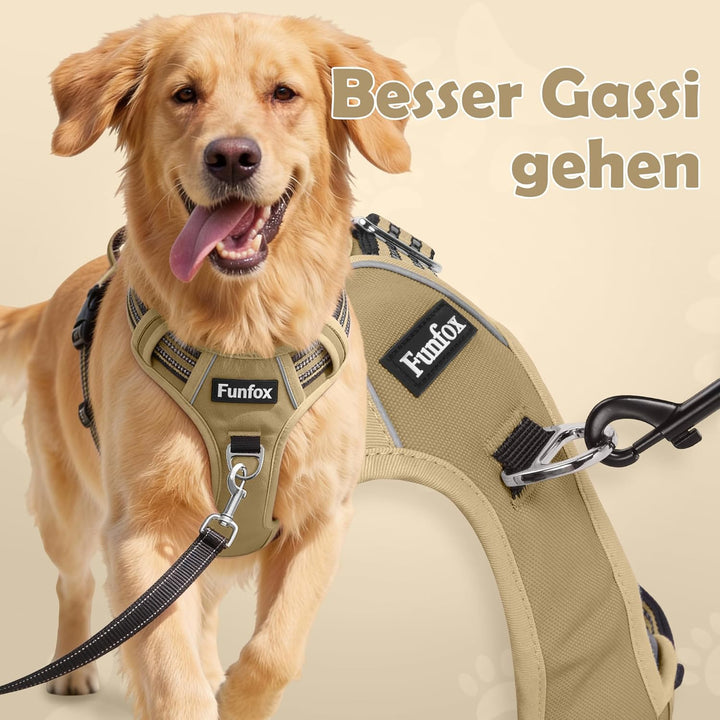 Funfox Hundegeschirr für Mittelgrosse Hunde No Pull Geschirr Einstellbar Geschirrset Mittlere Hunde