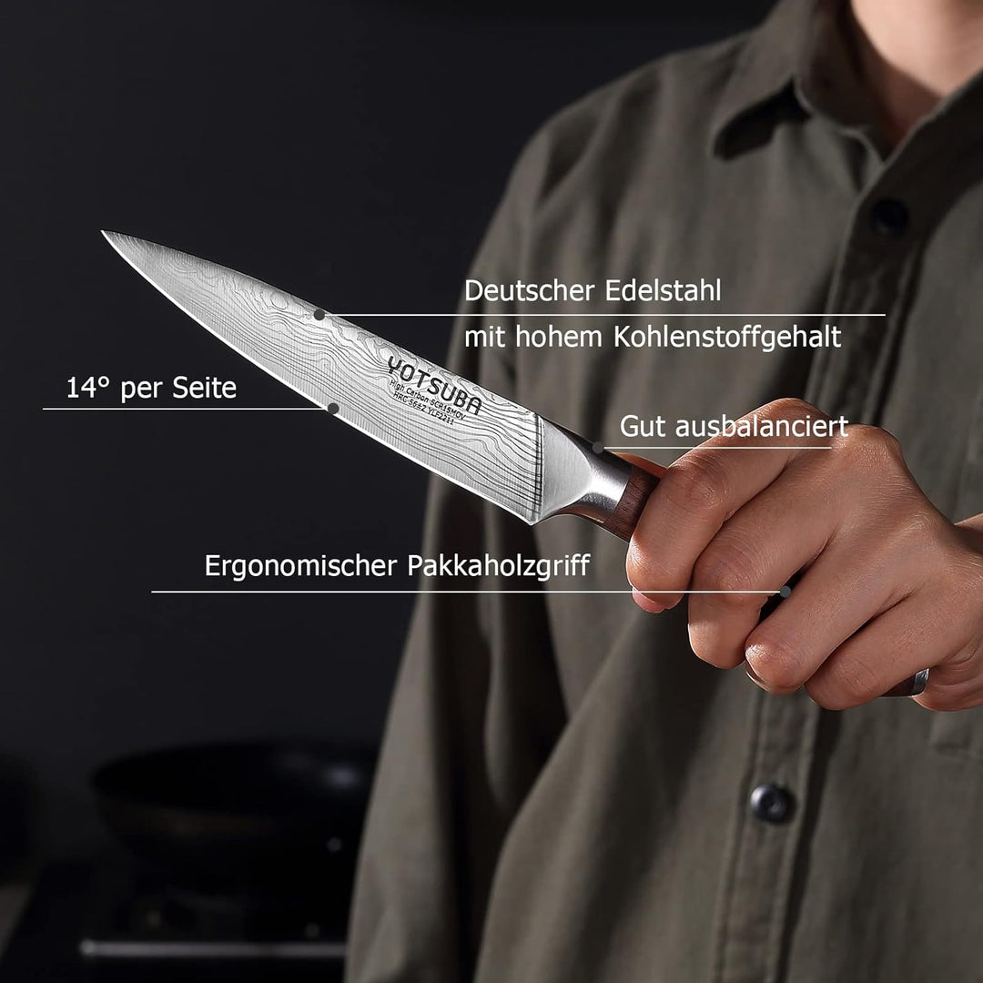 YOTSUBA Küchen-Universalmesser, 12,7 cm, kleines Kochmesser zum Hacken, Schneiden, Schälen und Schne