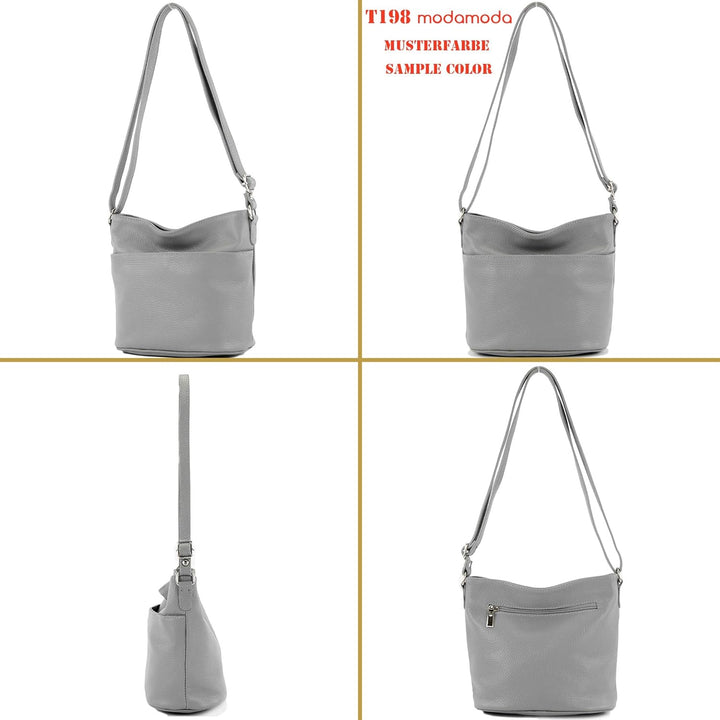 modamoda de - T198 - ital. Umhängetasche Klein Small aus Leder Sonnengelb, Sonnengelb