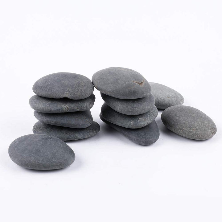 RockImpact 24 Grosse steine zum bemalen Dunkelgraue Strandkiesel, natürliche Flussfelsen mit glatter