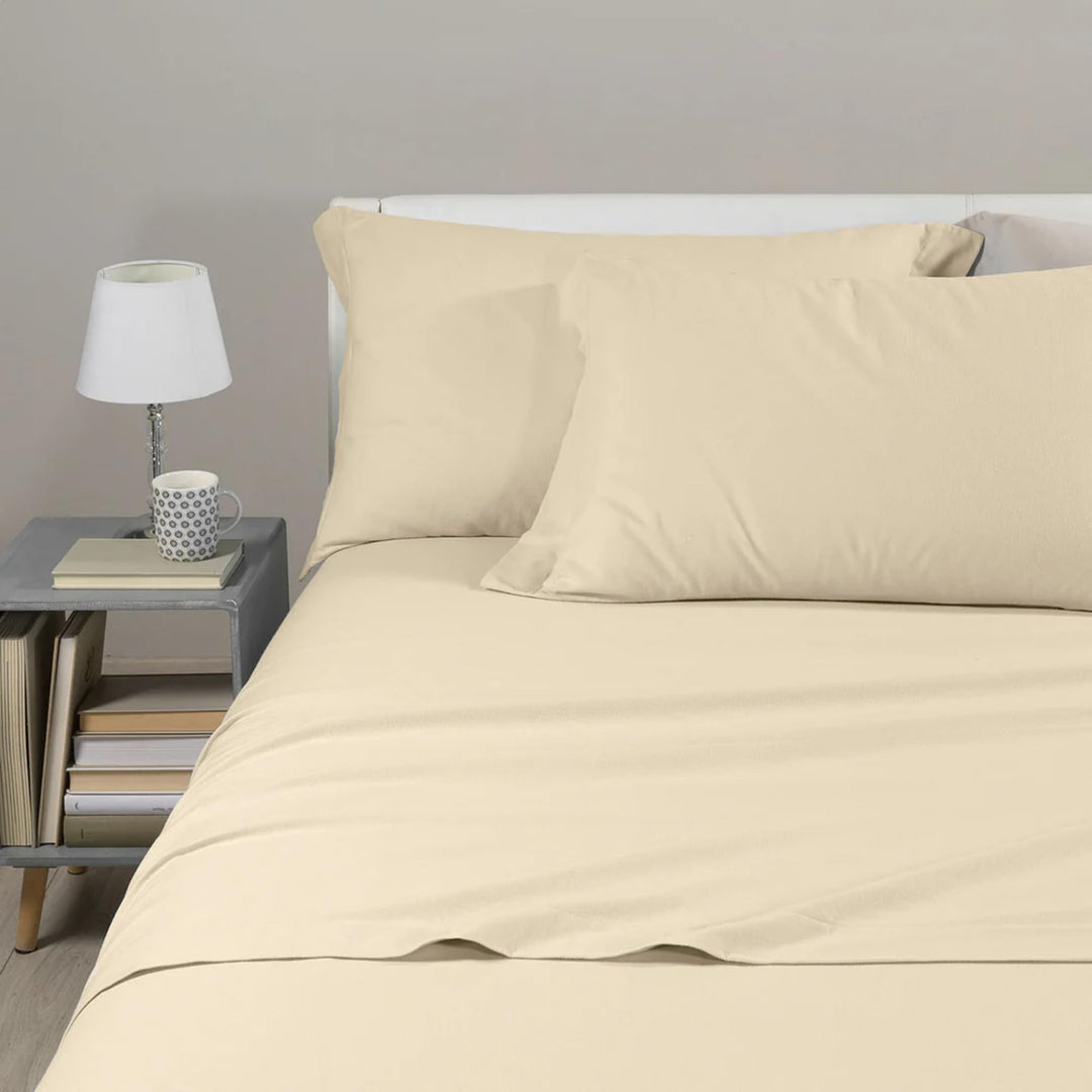 Caleffi - Bettwäsche-Set Einfarbig Flanell Einfarbig Einfarbig Elfenbein Einzelbett Elfenbein, Einze