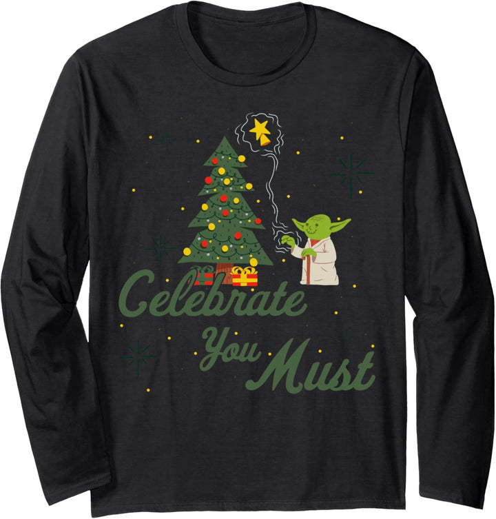Star Wars Christmas Yoda Celebrate You Must Langarmshirt