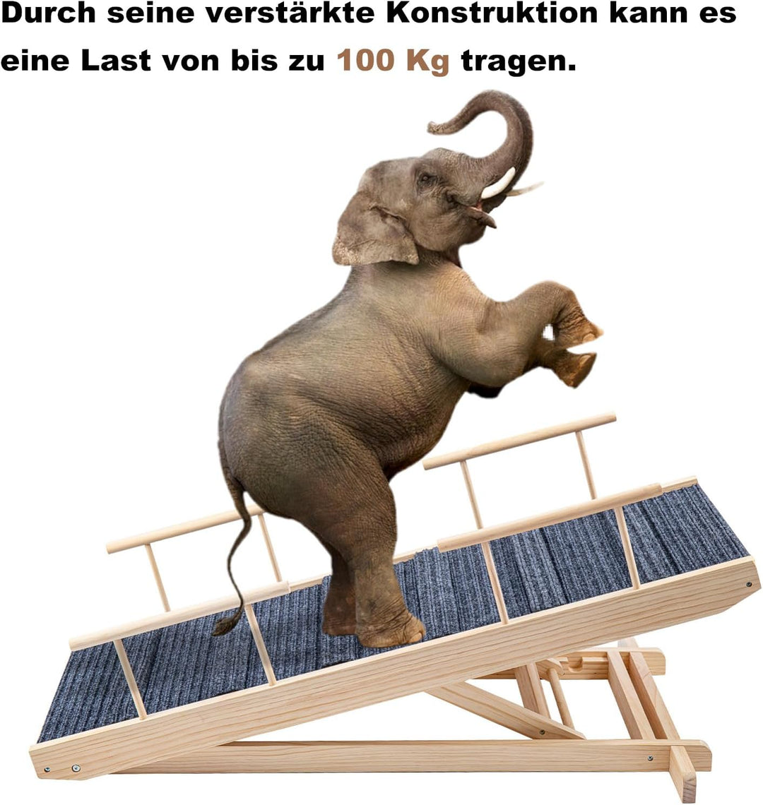 Hunderampe Klappbare Hunderampe aus Holz HöHenverstellbar 30-60cm rutschfeste Haustiertreppe Für Hun