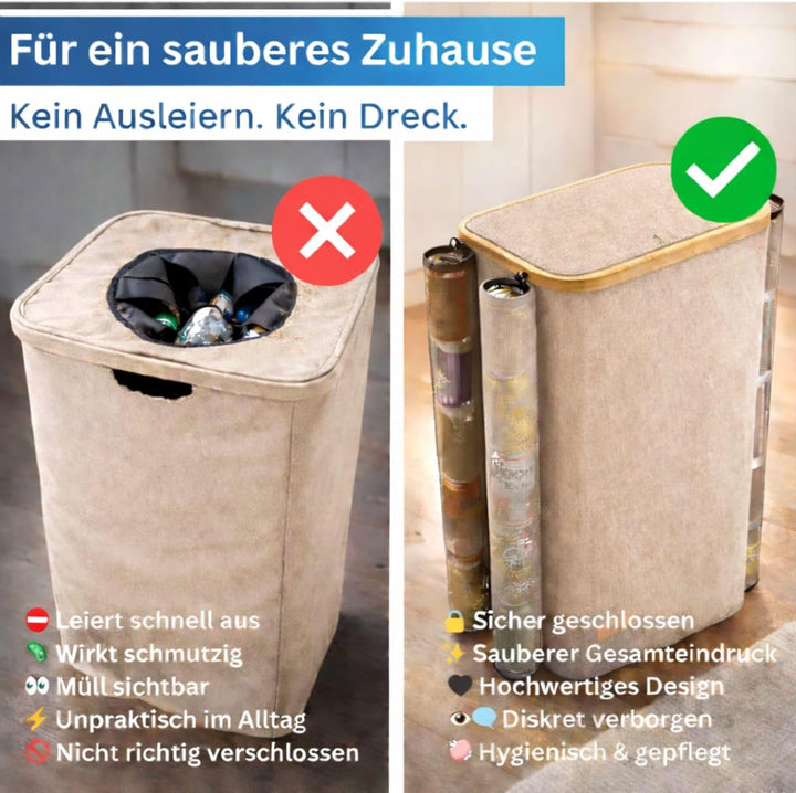 Pfandflaschen Sammelbehälter mit Deckel und Kordelzug - 100L, 1 Fach, 2x Tragetasche für PET Flasche