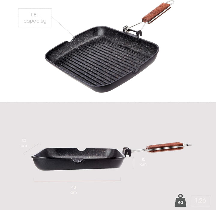 Wecook! Ecochef - Aluminium Non Stick Grill Pan - 34 X 24 cm, 34 X 24 cm
