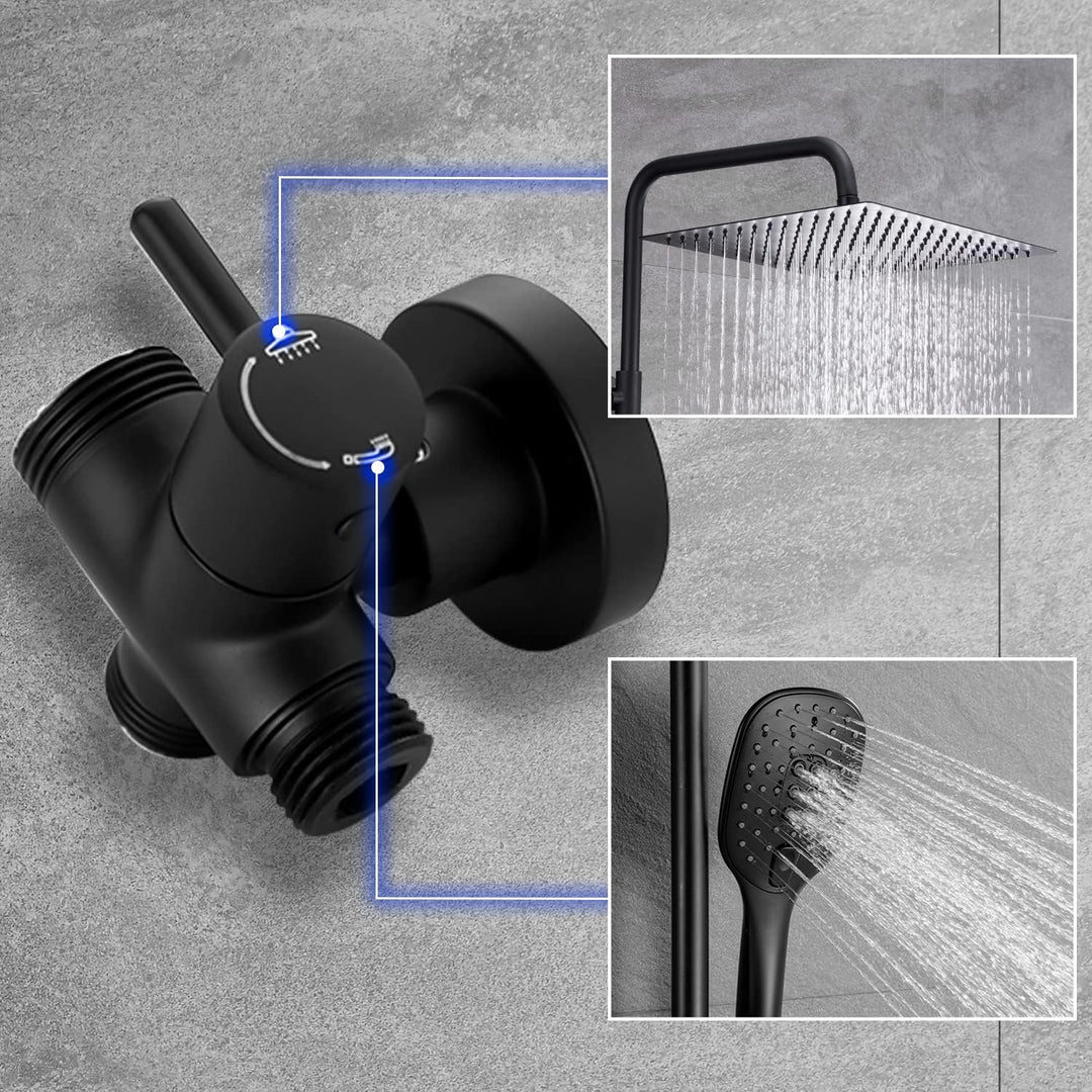 Görbach Duschsystem Duschset Regendusche Überkopfbrauseset matt schwarz (3030MB+Ablage) 3030MB+Ablag