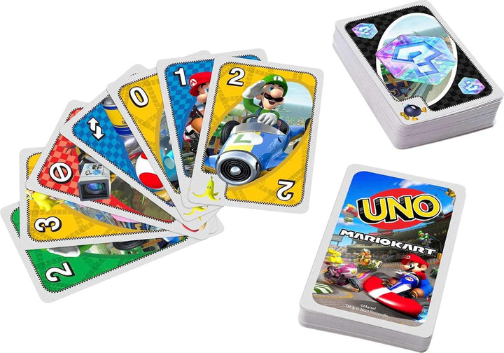 Mattel Games GWM70 - UNO Mario Kart-Kartenspiel mit 112 Karten, für Spieler ab 7 Jahren, Mario Kart