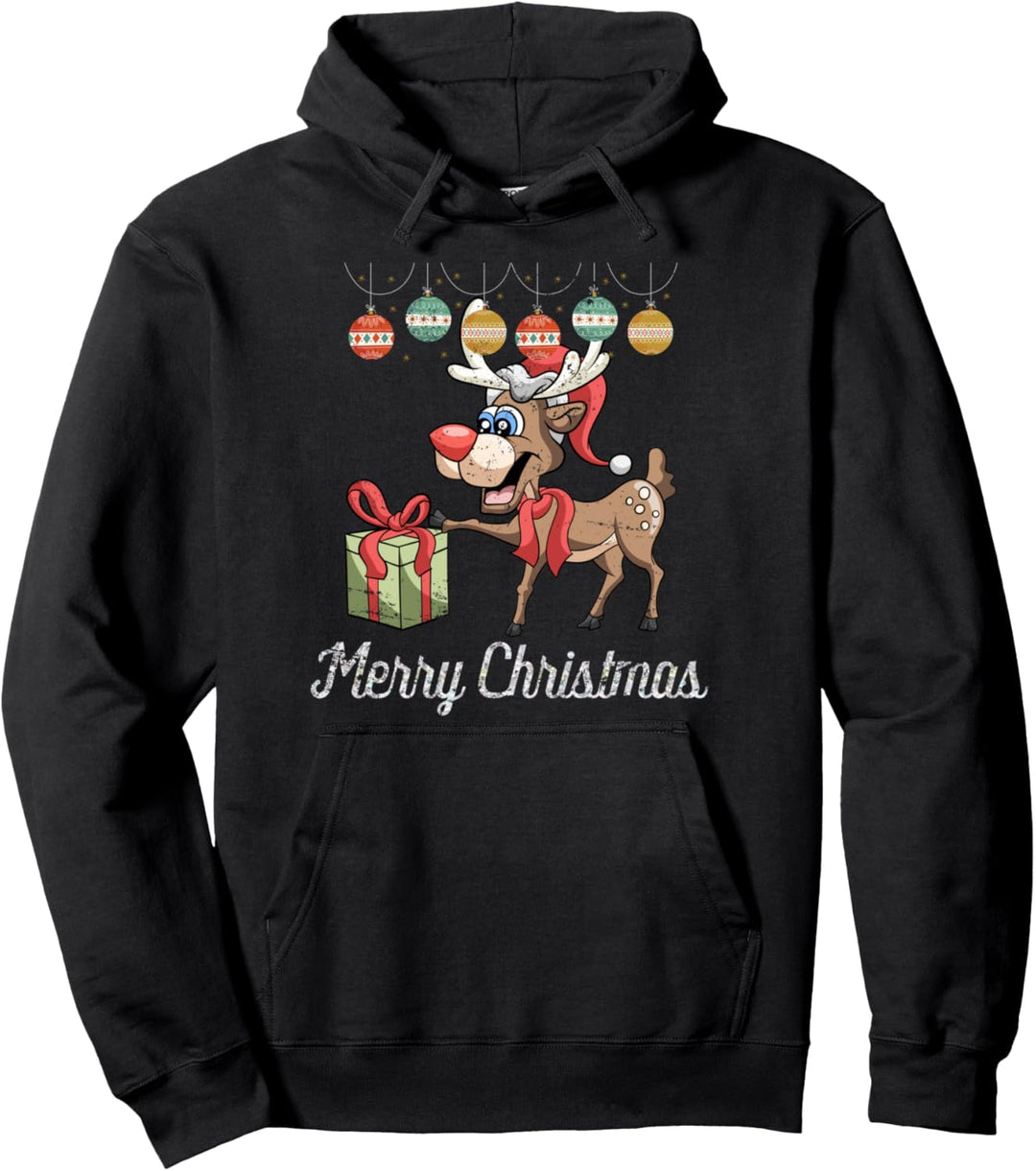 Frohe Weihnachten Jungen Mädchen Lustiges Rentier Pullover Hoodie