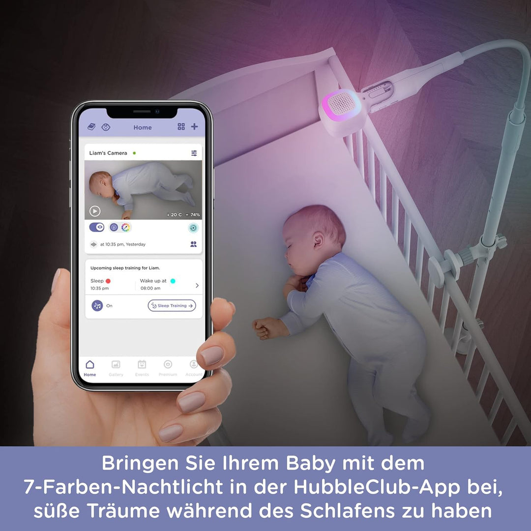 Hubble Connected Nursery Pal SkyView Baby Monitor with Camera, 5 Inch Screen, Cot Mount, 7 Colour Ni
