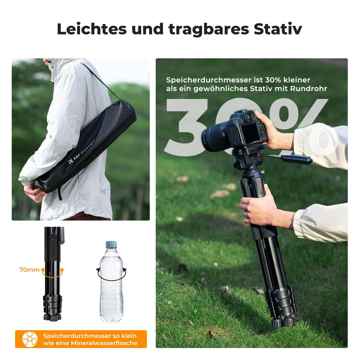 K&amp;F CONCEPT Kamerastativ S254A3+BV01, Leichtes Stativ mit Tasche,172cm Handystativ,Tripod für Canon