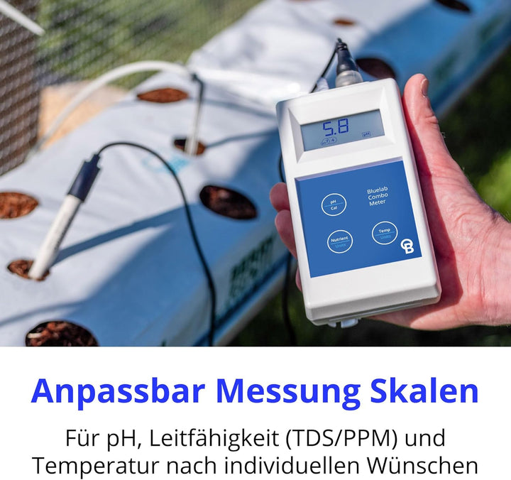Bluelab METCOMPLUS Combo Meter Plus – Misst pH, Temperatur &amp; Leitfähigkeit (TDS/PPM) in Wasser &amp; Bod