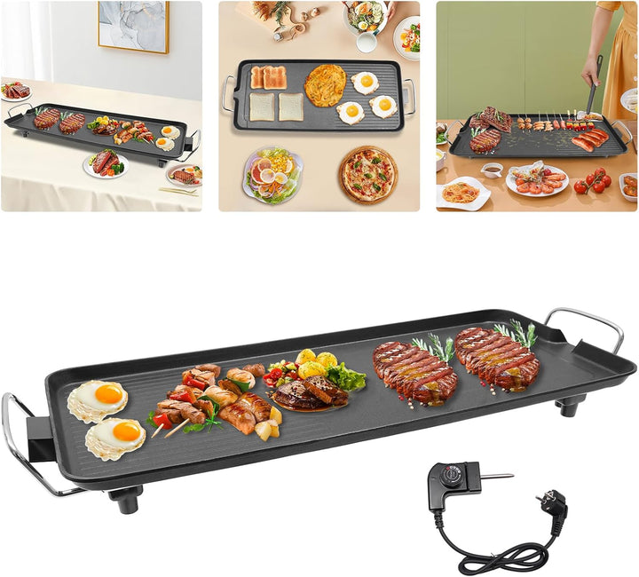 1500W Elektrischer Barbecue Tischgrill aus Aluminiumlegierung, Verstellbare Temperatur Elektrogrill