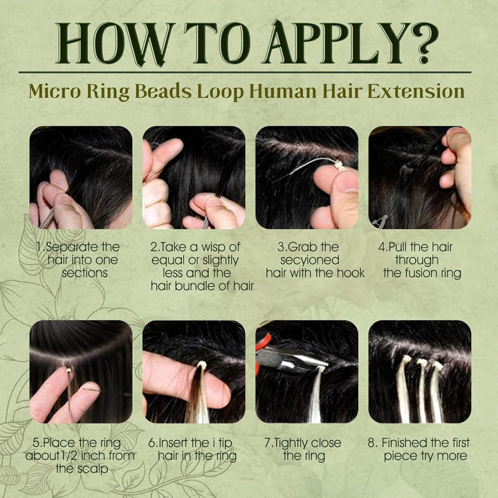 RUNATURE Micro Loop Echthaar Extensions Blond Highlights 35cm Microring Extensions Echthaar 50 Stück