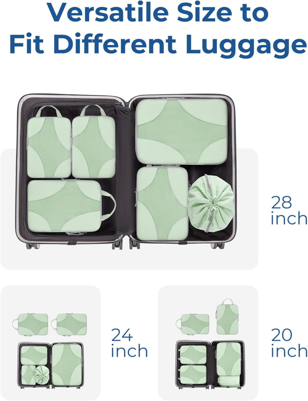 BAGSMART Packing Cubes Compression 6 Stück, Rucksack Koffer Organizer Packtaschen, Reise Kompression
