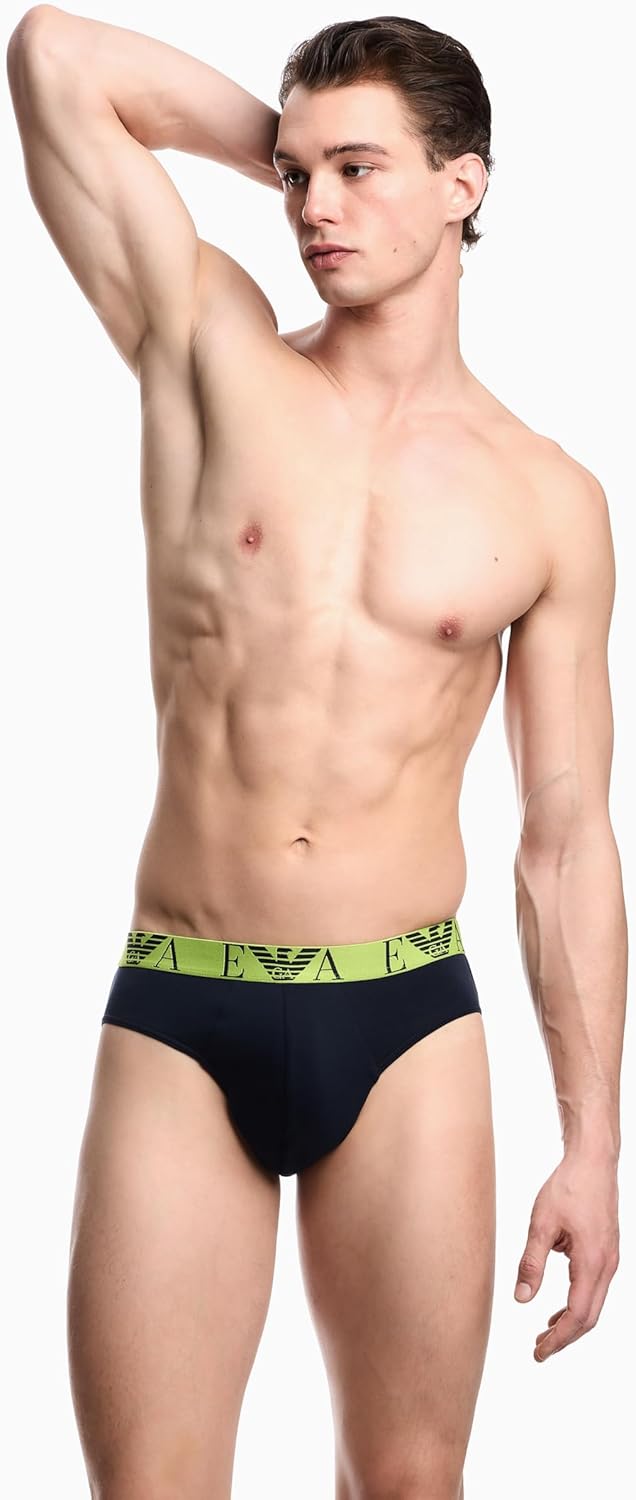 Emporio Armani Herren Bold Monogram 3-pack Brief Slip S Blau, S Blau