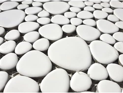 Mosaikfliese Keramik Mosaik Kiesel uni weiss matt Küche Badezimmer MOS12-0111_f