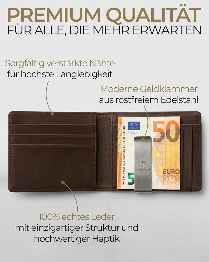 Lederhand iSlim Wallet (Schwarz, Ohne Münzfach)
