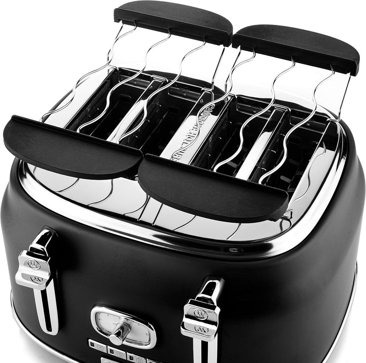 Westinghouse Retroline Frühstück-Set Schwarz, Toaster, Stabmixer & Wasserkocher, 1.7 Liter und Kalkf