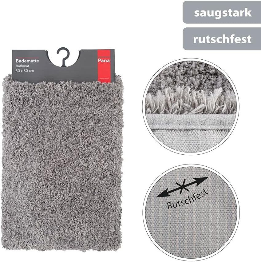 PANA Vienna Premium Badematte • Hochfloor Badvorleger • Duschvorleger • WC-Teppich • rutschfest • sa