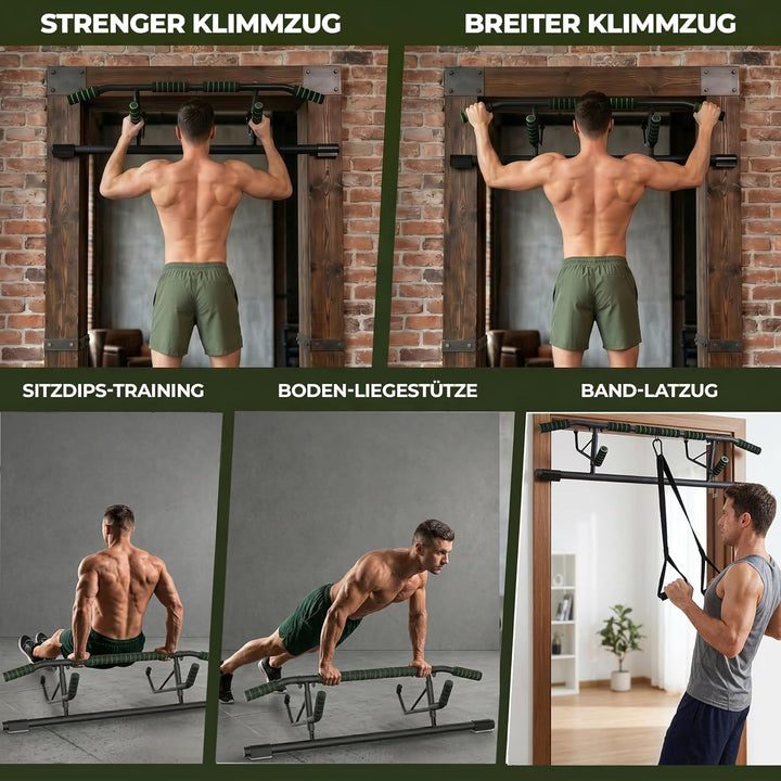 Klimmzugstange Türrahmen ohne Schrauben I Liegestützbrett Set – Home Gym Fitnessgeräte für Zuhause –