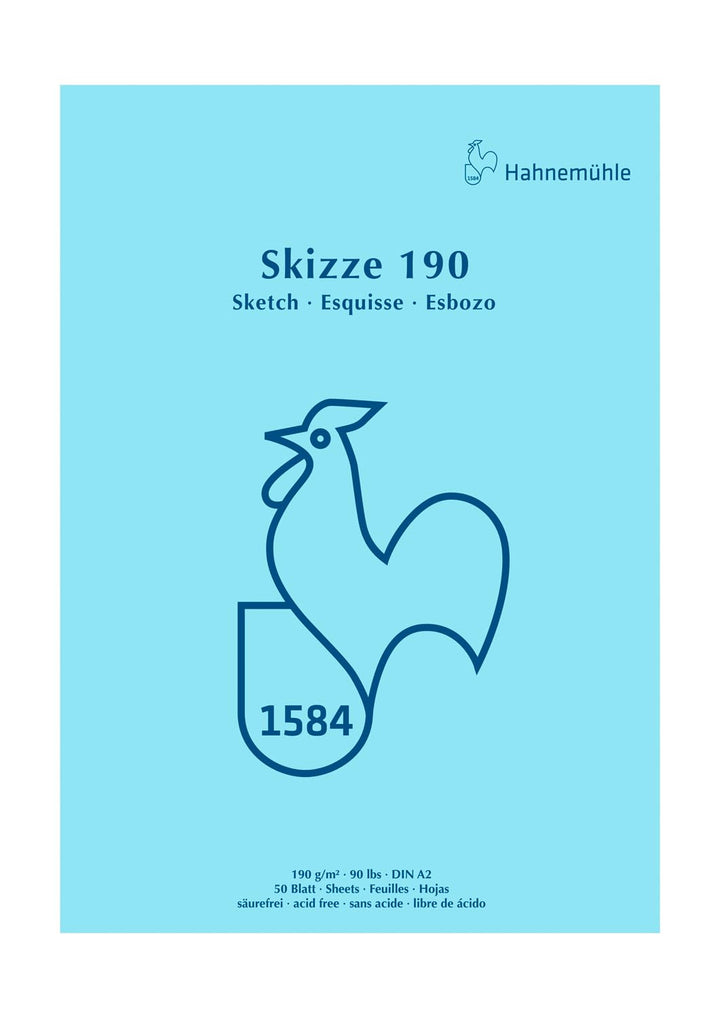 Hahnemühle Skizzenblock 190, kopfgeleimt, hellweiss, DIN A2, 190g/m², 50 Blatt